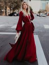 Sexy Wrap V-neck Belt Chiffon Maxi Dresses (Style V100031)