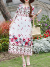 Cute Scoop Neck Printed Pattern Polyester Midi Dresses (Style V100173)