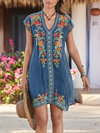 Bohemian Cocoon V-neck Pattern Polyester Boho Dresses (Style V100207)