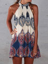 Beach Straight Halter Floral Pattern Boho Dresses (Style V100242)