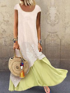 Casual Shift Round Neck Printed Pattern Casual Dresses (Style V100260)