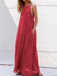 Beach Shift Deep V Neck Solid Color Polyester Casual Dresses (Style V100270)