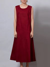 Modest Shift Round Neck Solid Color Linen Linen Dresses (Style V100301)