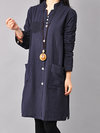 Casual Notched Solid Color Button Linen Casual Dresses (Style V100320)