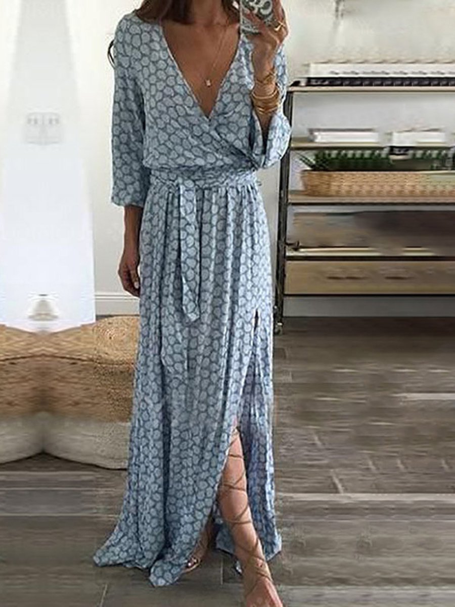 light blue maxi wrap dress
