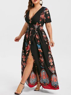 Sexy Flowy Deep V Neck Animal Pattern Maxi Dresses (Style V100398)
