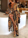 Beach Wrap Scarf Print Pattern Polyester Maxi Dresses (Style V100402)