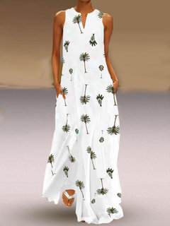 Oversized Shift Printed Pattern Cotton Casual Dresses (Style V100417)