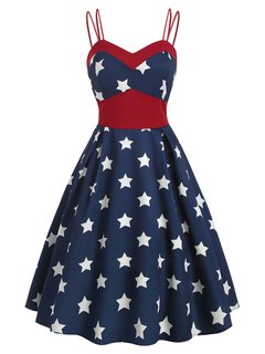 Party A-line Sweetheart Pattern Polyester Casual Dresses (Style V100488)