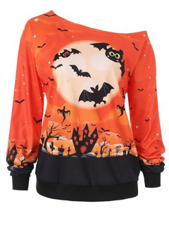 Standard Loose Casual Star Polyester Sweatshirts (Style V100560)