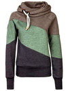 Hooded Loose Casual Patchwork Cotton Blends Hoodie (Style V100569)