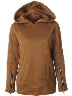 Standard Loose Plain Polyester Pockets Hoodie (Style V100580)