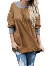 Loose Casual Patchwork Polyester Pockets Hoodie (Style V100581)
