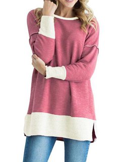 Loose Casual Patchwork Cotton Patchwork Sweatshirts (Style V100585)