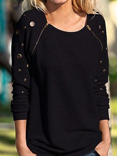 Round Neck Standard Loose Fashion Polyester Sweatshirts (Style V100589)