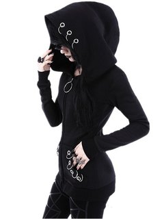 Hooded Loose Fashion Dacron Zipper Sweatshirts (Style V100623)