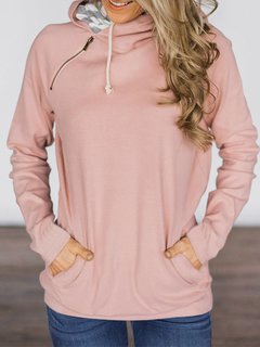 Loose Fashion Plain Dacron Zipper Sweatshirts (Style V100624)