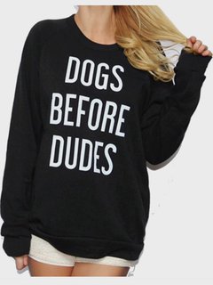 Round Neck Standard Loose Letter Cotton Blends Sweatshirts (Style V100626)