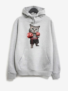 Hooded Standard Loose Polyester Pattern Sweatshirts (Style V100633)