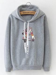 Standard Loose Cute Letter Cotton Sweatshirts (Style V100634)