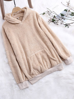 Hooded Standard Loose Fleece Pockets Sweatshirts (Style V100635)