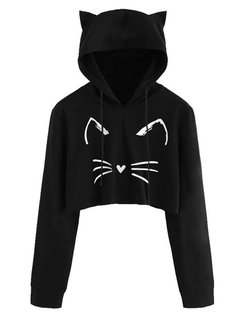 Hooded Short Loose Cute Animal Sweatshirts (Style V100641)