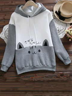Hooded Standard Loose Animal Pattern Sweatshirts (Style V100642)