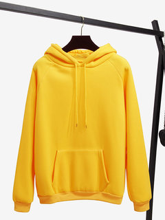 Standard Casual Plain Polyester Pockets Sweatshirts (Style V100645)