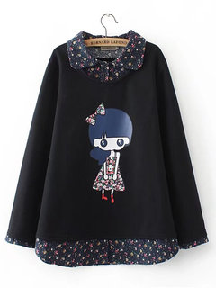 Standard Loose Floral Cotton Pattern Sweatshirts (Style V100647)