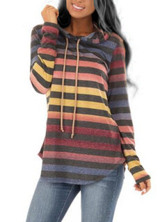 Hooded Loose Casual Colorful Cotton Blends Hoodie (Style V100649)