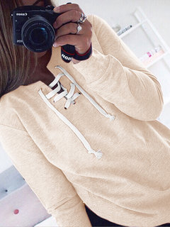 Round Neck Standard Loose Casual Plain Sweatshirts (Style V100654)