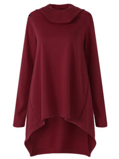 Hooded Loose Fashion Plain Cotton Sweatshirts (Style V100665)