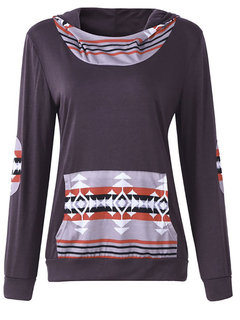 Hooded Loose Casual Polyester Pattern Sweatshirts (Style V100675)