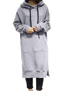 Long Loose Casual Dacron Patchwork Sweatshirts (Style V100681)