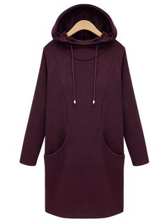 Hooded Loose Casual Plain Cotton Sweatshirts (Style V100684)