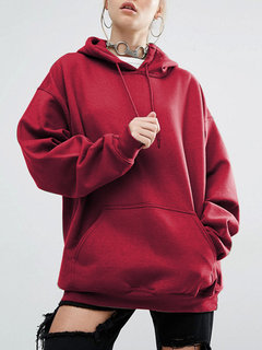 Hooded Standard Loose Cotton Pockets Sweatshirts (Style V100690)