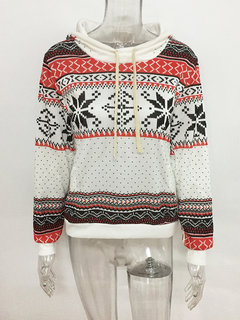 Standard Slim Casual Snowflake Cotton Sweatshirts (Style V100691)