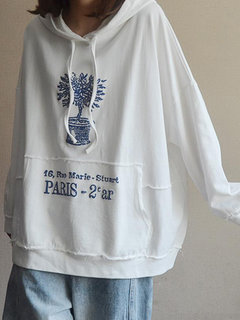 Standard Loose Casual Letter Cotton Sweatshirts (Style V100698)