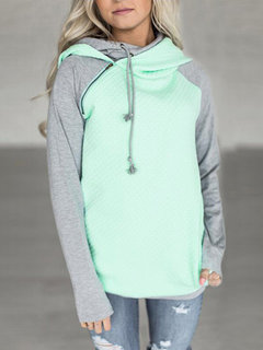 Hooded Standard Slim Patchwork Cotton Blends Sweatshirts (Style V100710)