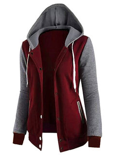 Hooded Casual Patchwork Polyester Patchwork Hoodie (Style V100713)