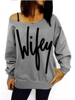 Round Neck Standard Straight Letter Strappy Sweatshirts (Style V100738)