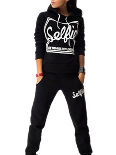 Hooded Standard Casual Cotton Blends Pattern Sweatshirts (Style V100746)