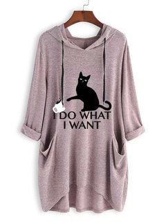 Long Loose Cute Letter Polyester Sweatshirts (Style V100756)