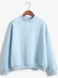 Standard Loose Casual Plain Polyester Sweatshirts (Style V100757)