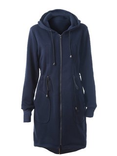 Hooded Straight Casual Plain Polyester Hoodie (Style V100762)