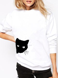 Round Neck Straight Cute Polyester Pattern Sweatshirts (Style V100766)