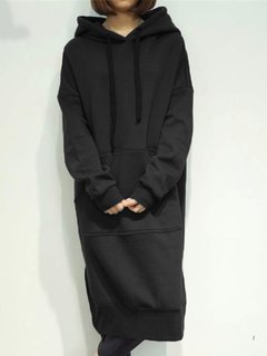 Long Straight Casual Polyester Pockets Sweatshirts (Style V100770)