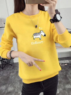 Standard Straight Cute Letter Polyester Sweatshirts (Style V100793)