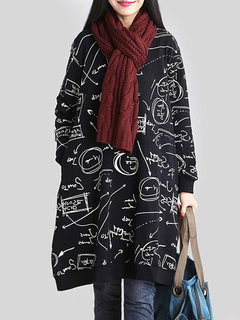 Round Neck Straight Date Night Letter Polyester Sweatshirts (Style V100799)