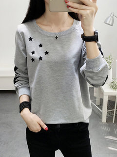 Round Neck Standard Straight Polyester Embroidered Hoodie (Style V100811)